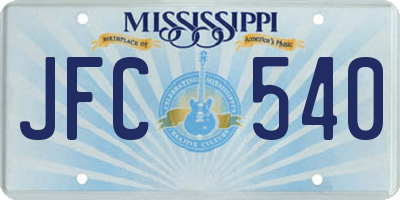 MS license plate JFC540