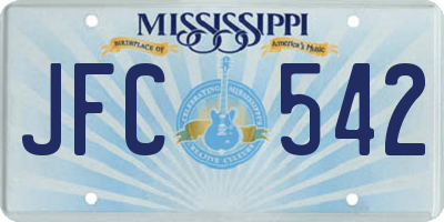 MS license plate JFC542