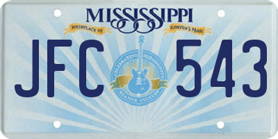 MS license plate JFC543
