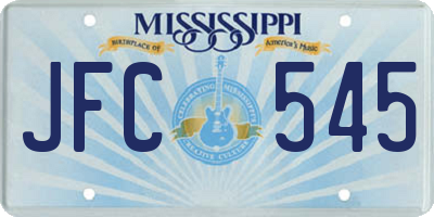 MS license plate JFC545