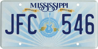 MS license plate JFC546