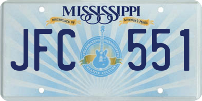MS license plate JFC551