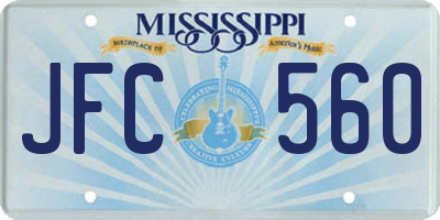 MS license plate JFC560