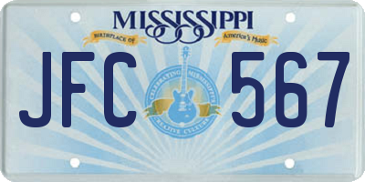 MS license plate JFC567