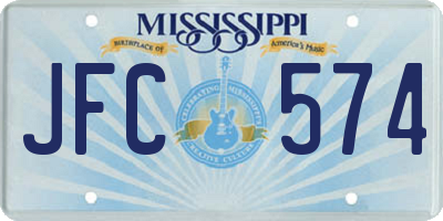 MS license plate JFC574