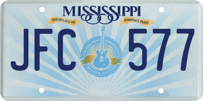 MS license plate JFC577