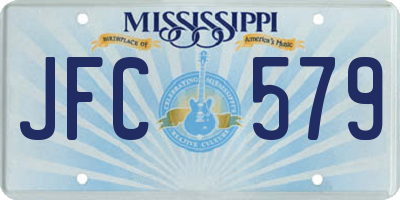 MS license plate JFC579