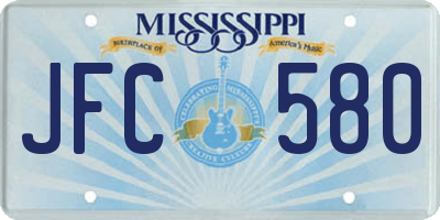 MS license plate JFC580