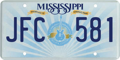 MS license plate JFC581