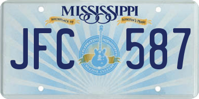 MS license plate JFC587