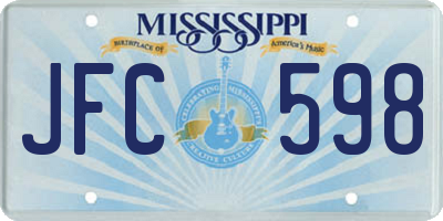 MS license plate JFC598