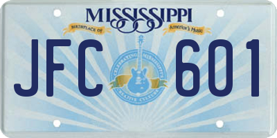 MS license plate JFC601