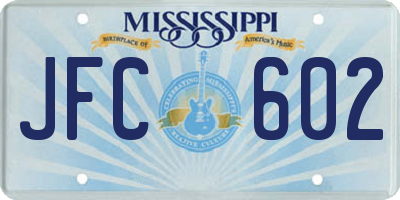 MS license plate JFC602