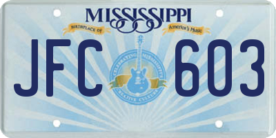 MS license plate JFC603