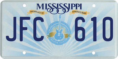 MS license plate JFC610