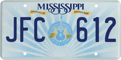 MS license plate JFC612