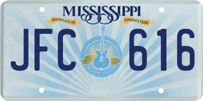 MS license plate JFC616