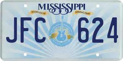 MS license plate JFC624