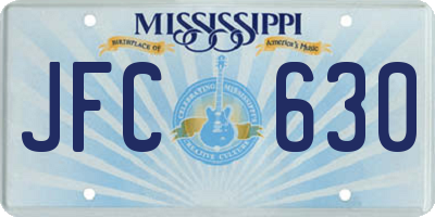MS license plate JFC630