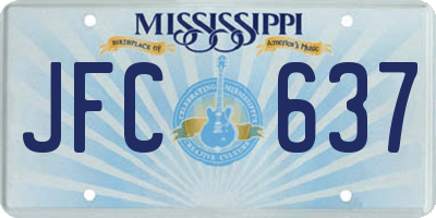 MS license plate JFC637