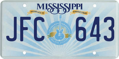 MS license plate JFC643