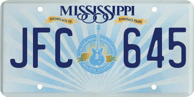 MS license plate JFC645