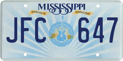 MS license plate JFC647