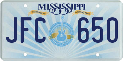 MS license plate JFC650