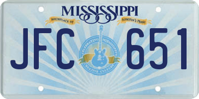 MS license plate JFC651