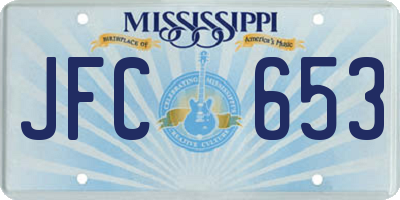 MS license plate JFC653