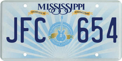 MS license plate JFC654