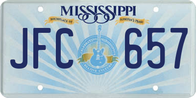 MS license plate JFC657