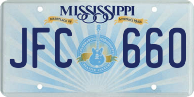 MS license plate JFC660