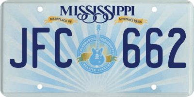 MS license plate JFC662