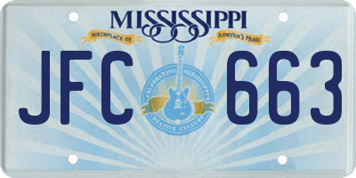 MS license plate JFC663