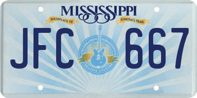 MS license plate JFC667