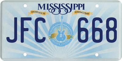 MS license plate JFC668