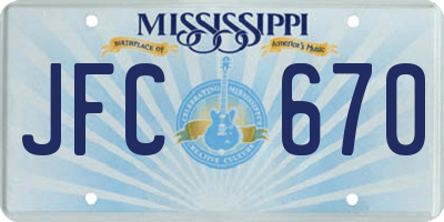 MS license plate JFC670