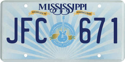 MS license plate JFC671
