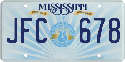 MS license plate JFC678
