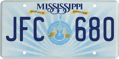 MS license plate JFC680