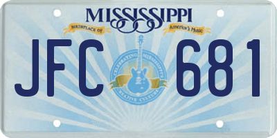 MS license plate JFC681