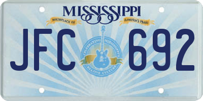 MS license plate JFC692
