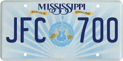 MS license plate JFC700