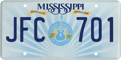 MS license plate JFC701