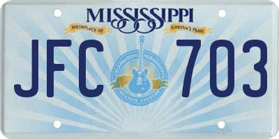 MS license plate JFC703