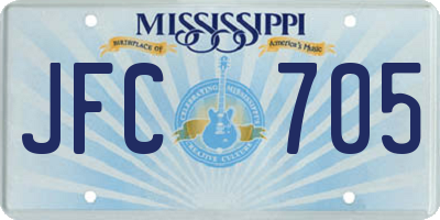 MS license plate JFC705