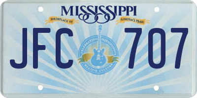 MS license plate JFC707