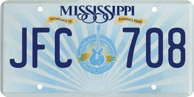 MS license plate JFC708