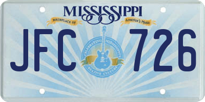 MS license plate JFC726